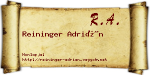 Reininger Adrián névjegykártya